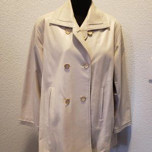 Classy Cream Colored Leather Peacoat- Vericci. Message me and make an offer